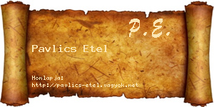 Pavlics Etel névjegykártya